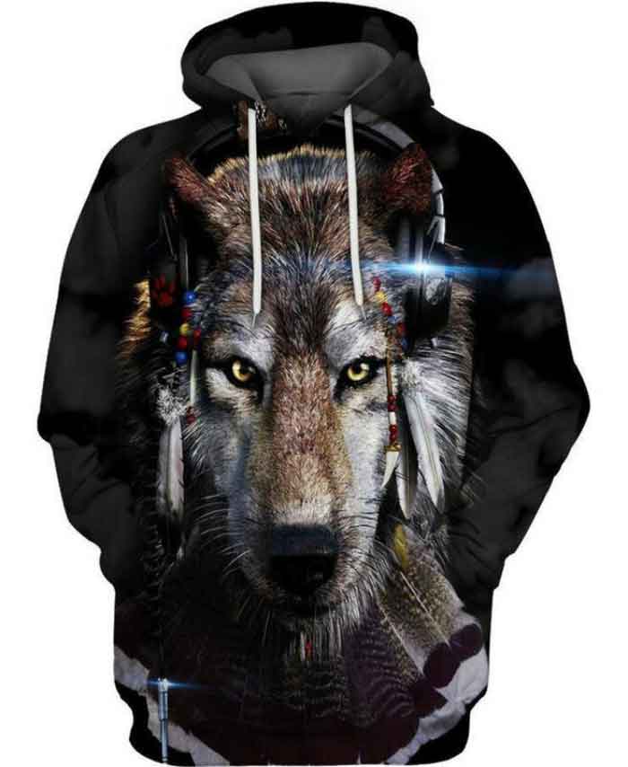 Hoodie hình sói chất lừ đầy huyền bí