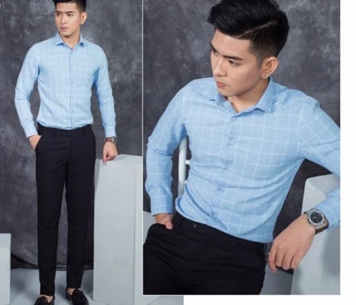 Sơ mi xanh dương formal shirt