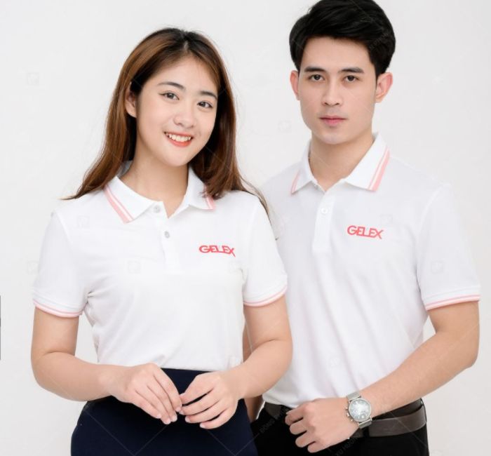 Trang phục công sở áo polo sửa dụng chất liệu vải denim