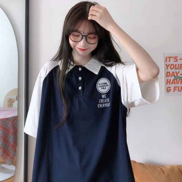 Thời trang áo thun có cổ nữ Raglan