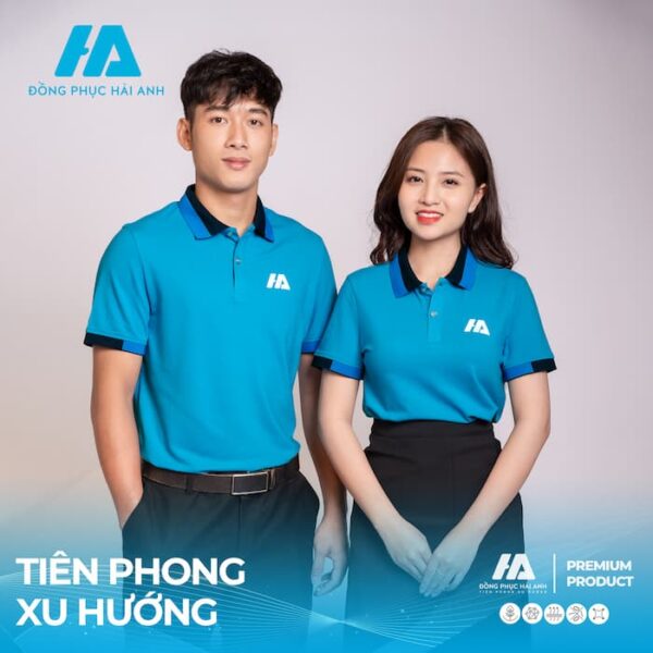 Áo polo đồng phục doanh nghiệp xanh da trời 05 chất liệu lacoste- Đồng nghiệp doanh nghiệp Hải Anh