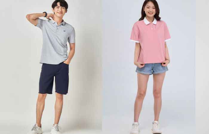 Áo polo phối quần short ngắn thể thao