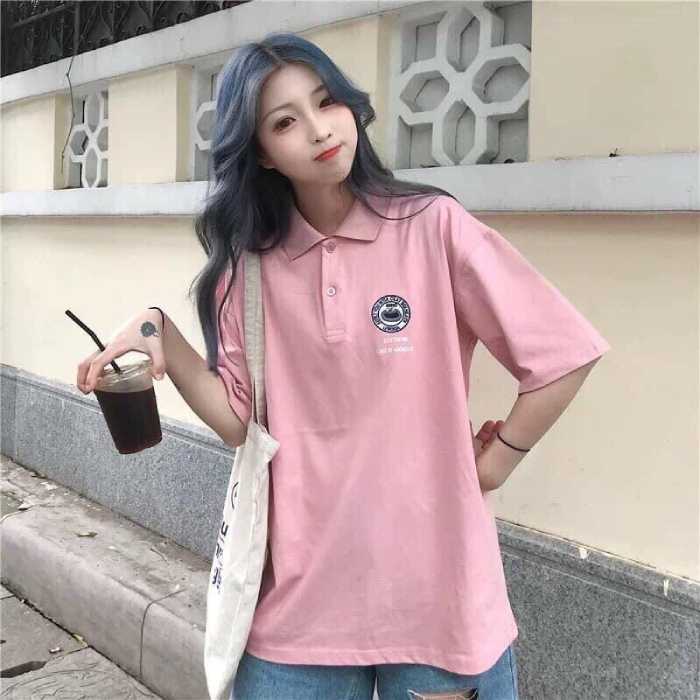 Áo polo nữ oversize form rộng tay lửng dễ mặc