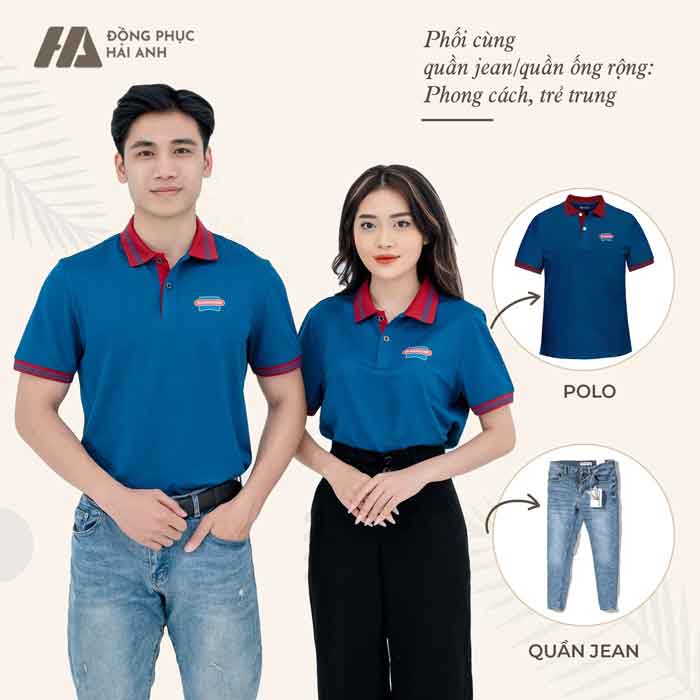 Áo polo phối quần jean tạo phong cách trẻ trung