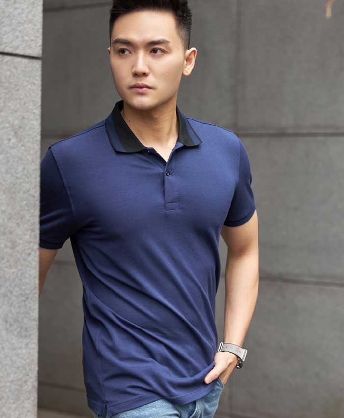 Áo thun có cổ nam kiểu dáng slim-fit