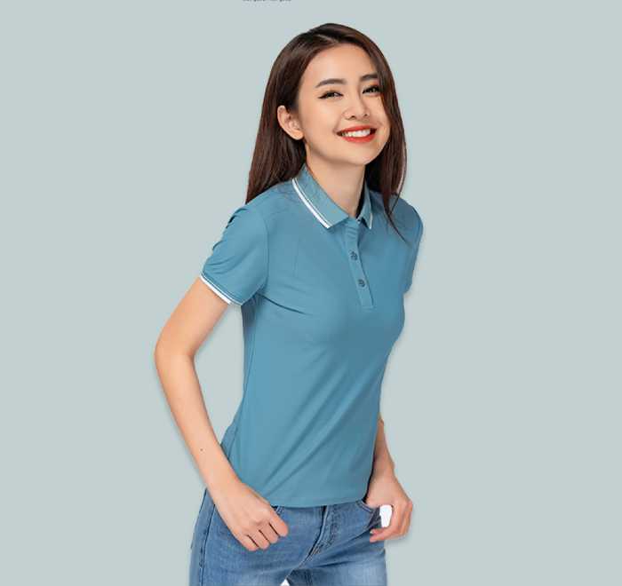 Mẫu áo thun polo màu xanh trang nhã