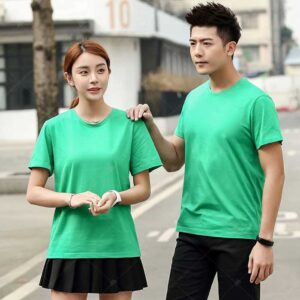 Áo thun đồng phục màu xanh vải cotton