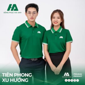 Áo thun đồng phục công ty xanh lá- Đồng phục doanh nghiệp Hải Anh