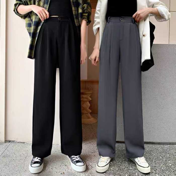 Mẫu quần culottes cạp cao ống suông dài phá cách