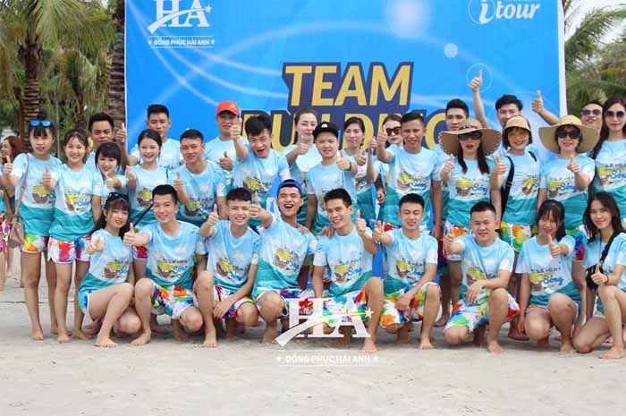 Áo team building sắc xanh mát mẻ