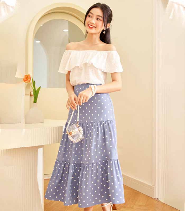 Khéo léo phối đồ với chân váy dài mang đến outfit xinh đẹp cho nàng nấm lùn