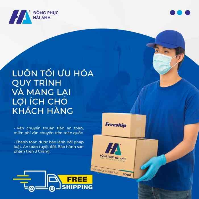 Xưởng may đồng phục giá rẻ TPHCM Hải Anh giao miễn phí mọi đơn hàng