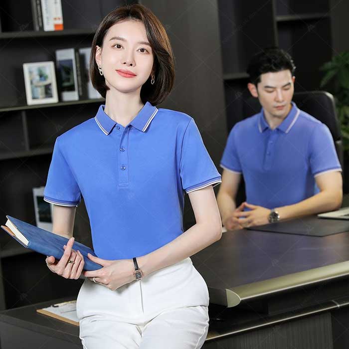 Trang phục áo polo công sở chất liệu vải cá sấu