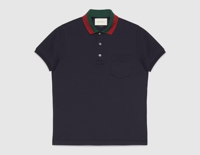 Áo polo cổ đức hiệu Gucci với chất liệu cotton co giãn tốt