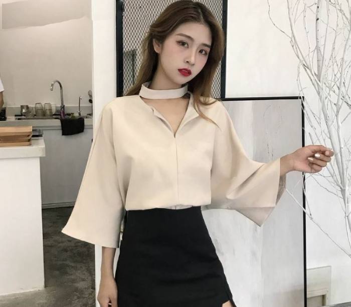 Nàng thêm sành điệu khi diện chiếc áo sơ mi cổ Choker