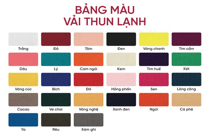 Bảng màu vải thun lạnh