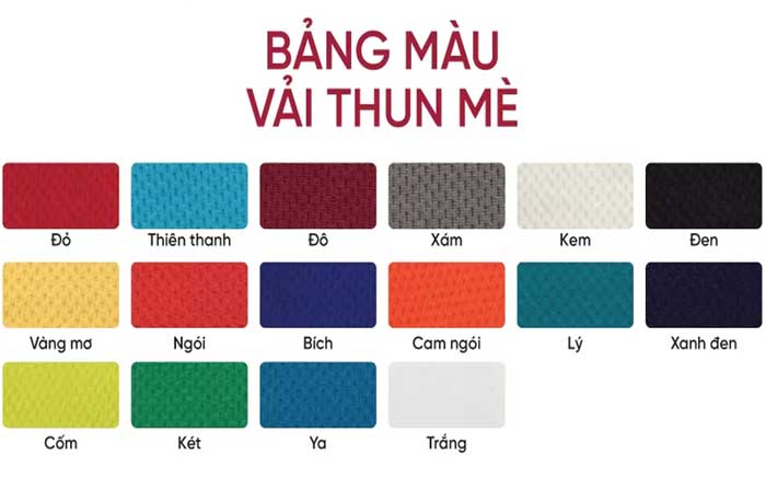 Bảng màu chất liệu vải thun mè