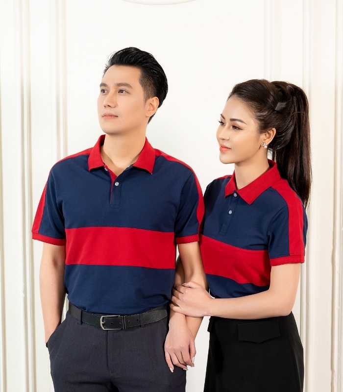 Mẫu áo thun polo phối màu theo phong cách color block tao nhã, ấn tượng