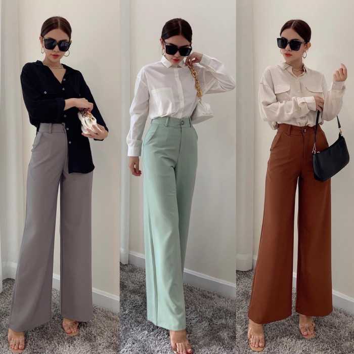 Phối quần ống rộng công sở với các item khác nhau cho đa dạng outfit