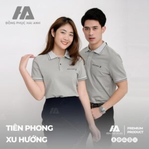 Áo phông dáng polo đồng phục màu xám đồng phục doanh nghiệp Hải Anh